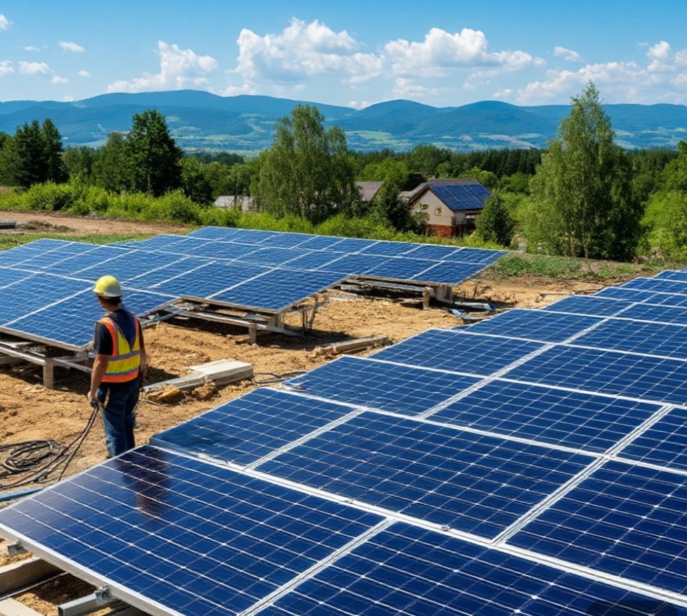 Монтаж солнечных панелей 