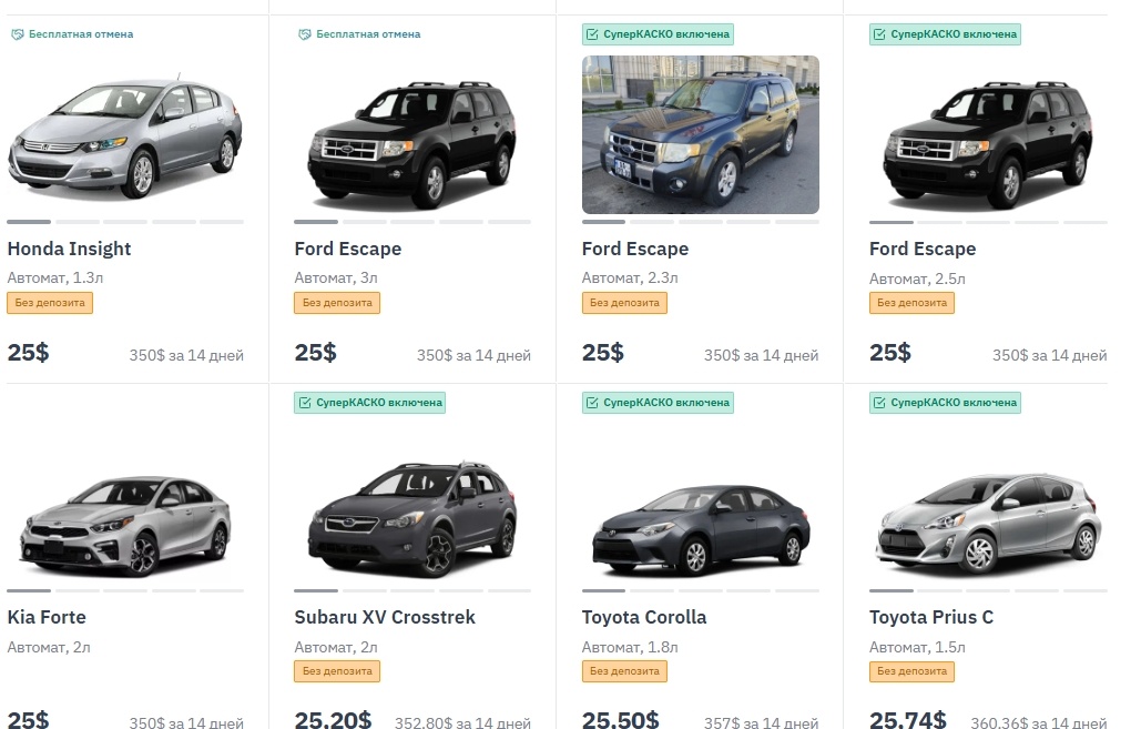 Выбор автомобилей для аренды на Локалрент