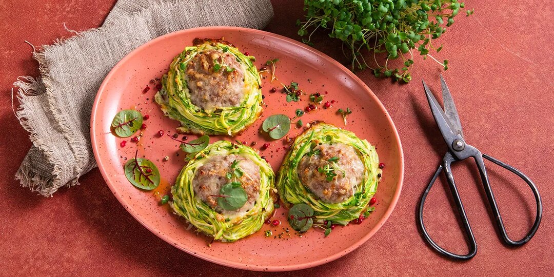 Гнезда из кабачков с фаршем, пошаговый рецепт с фото на 517 ккал