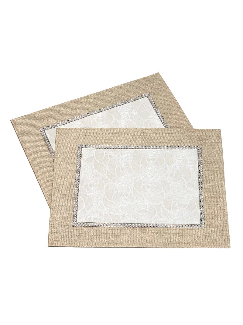 Салфетка из экокожи Розы жемчужные (кант бежевый)
