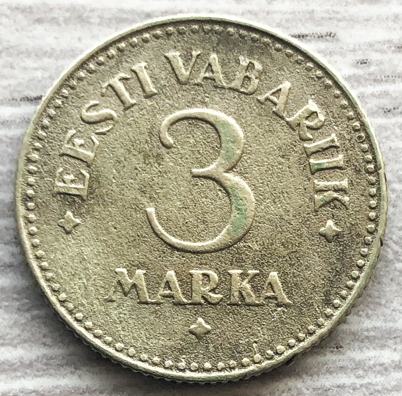 Эстония 3 марки 1925. Фото автора. 