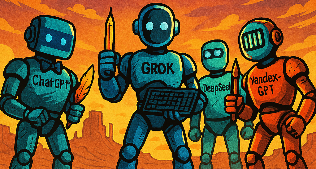 не хватает одного из участников. угадайте, почему? спойлер: кажется ChatGPT кое-кого не любит или не считает конкурентом.