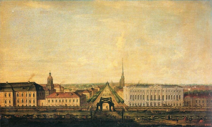 Вид на Невский проспект и Строгановский дворец, третья четверть XVIII века