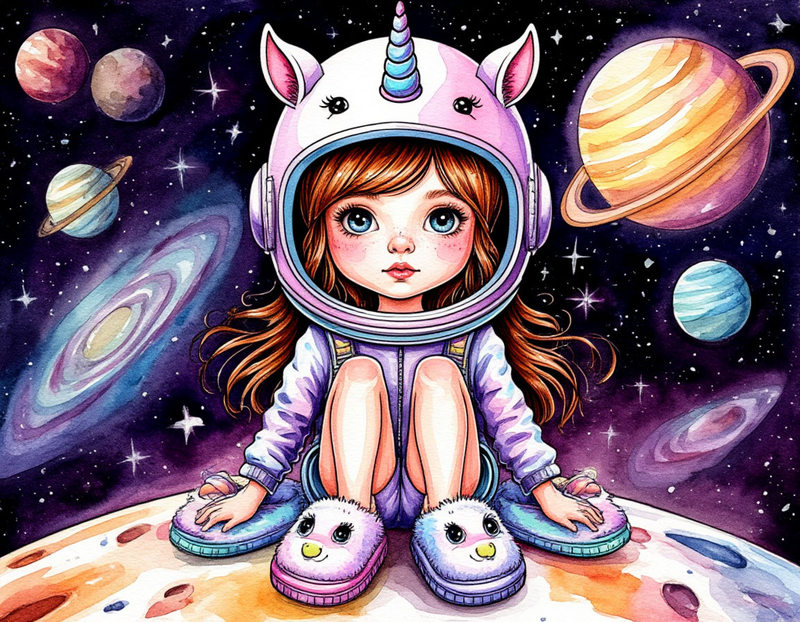 В шлеме и тапочках в космосе (Шедеврум (здесь и далее)