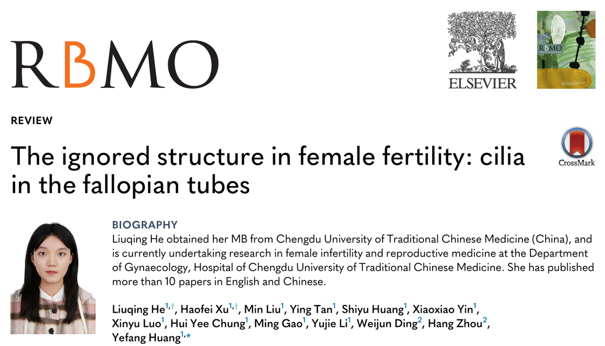 The ignored structure in female fertility: cilia in the fallopian tubes He, Liuqing et al. Reproductive BioMedicine Online, Volume 50, Issue 2, 104346. Данная статья представляет собой обзор литературы на английском и катайском языках, опубликованной на ведущих научных сайтах, включая статьи с 1 января 1970 года по 1 марта 2023 года. 