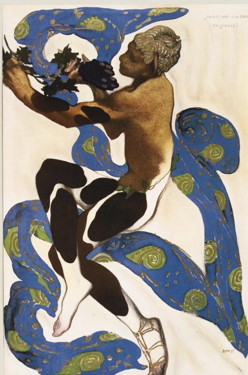 Леон Бакст «Эскиз костюма Нижинского к балету «Послеполуденный отдых фавна» (1912)