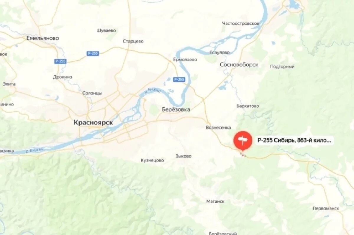    Место ДТП отмечено на карте.