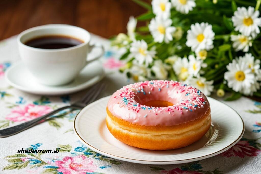 Донат и кофе, источник фото - Шедеврум