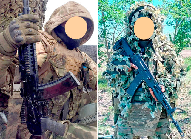 Бойцы с автоматами, несущими планки Пикатинни. Слева: АК-74, куда рельсы привнесли умышленно, тюнингом. Справа: АК-12М. Кто держит в полноценной перчатке, кто в беспалой. И им норм... (фото из открытых источников) 