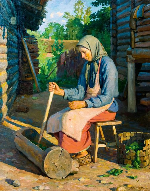 Б.В.Щербаков. Деревенский мотив. 1937. ГМО «Художественная культура Русского Севера» в г. Архангельск.