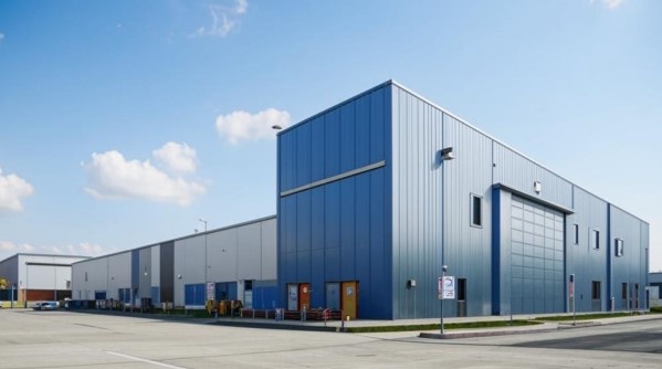 Быстровозводимые здания строятся с использованием металлического каркаса, который формирует несущую конструкцию. Стены обычно изготавливаются из сэндвич-панелей или профилированного листа, что позволяет вести строительство в любое время года без использования мокрых процессов. 