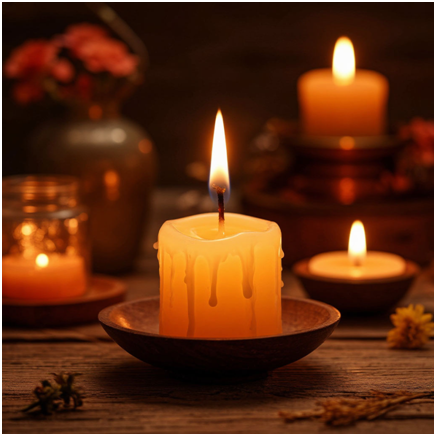 Сгенерировано ИИ- свеча  помогающая.