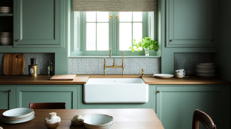    Зеленая кухня в английском стиле: уют и аристократизм svkuhni77