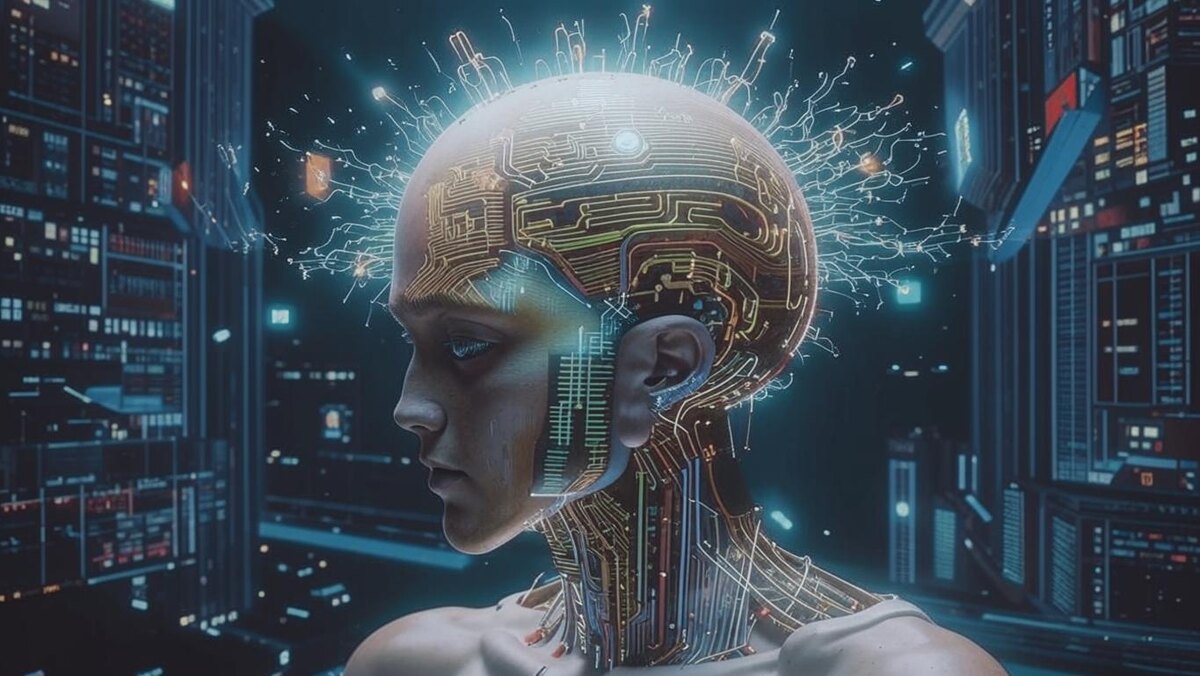 Искусственный интеллект создаёт миры в сознании человека. Картинка сгенерирована нейросетью "Кандински". Надеюсь, в наших головах ещё никто ничего не сгенерировал?