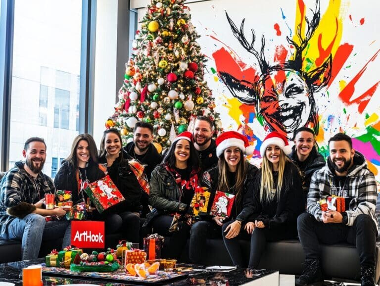    Новогодние корпоративные портреты: как создать незабываемые снимки и укрепить командный дух с помощью праздничных подарков и уникального корпоративного искусства Art-Hook.Ru