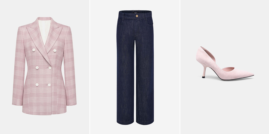 Клетка потрясающе смотрится с еще одним трендом 2025 года – денимом.