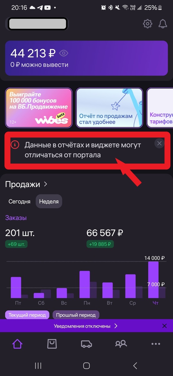 Предупреждение от WB о различии в данных отчетов и ЛК