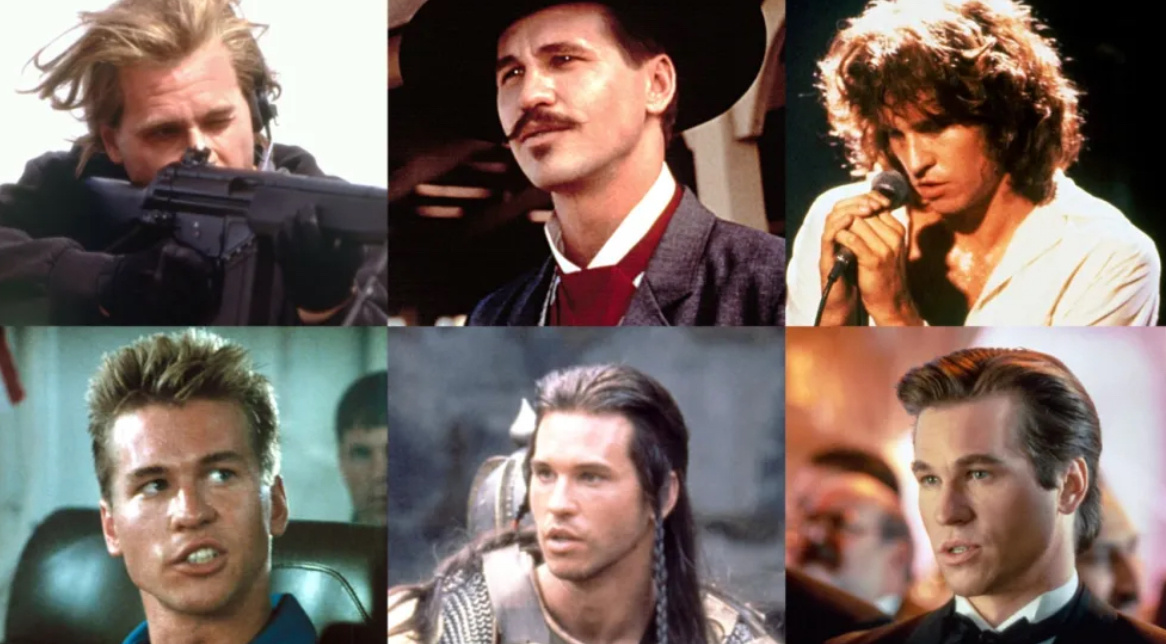 По часовой стрелке слева направо: "Жара", "Тумстоун", "Двери", "Бэтмен навсегда", "Уиллоу" и "Топ Ган".