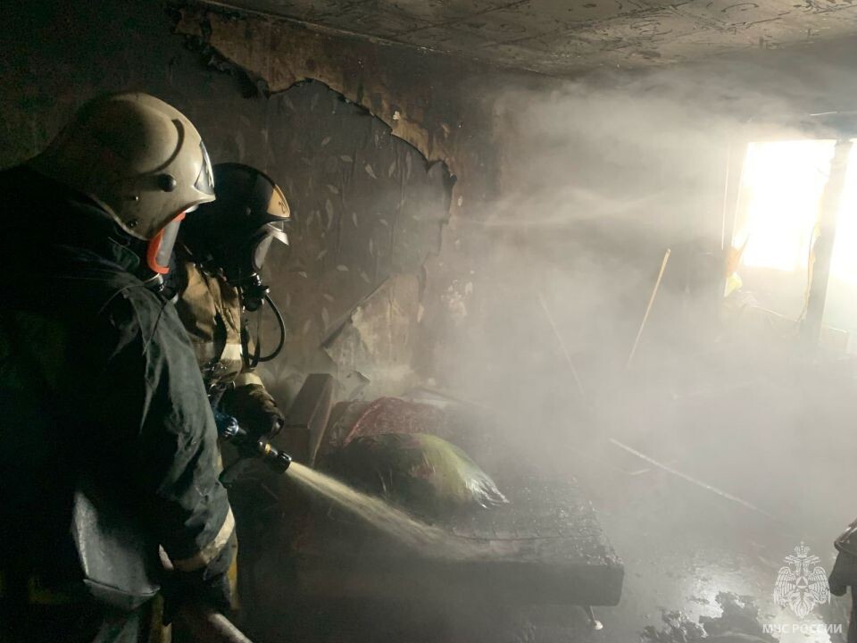    Пожар в поселке Мирный. Источник: МЧС Алтайского края