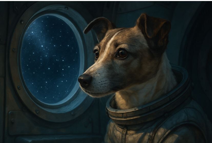 Лайка. Здесь и далее - рисунки нейросети, по промту автора 