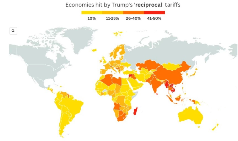Как разные экономики пострадали от «ответных» тарифов Трампа.