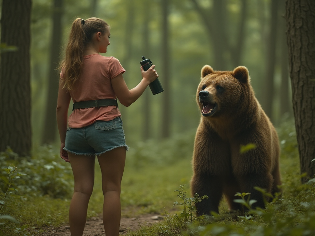 Самый крупный хищник в лесах Подмосковья — бурый медведь. Картинка создана ИИ.