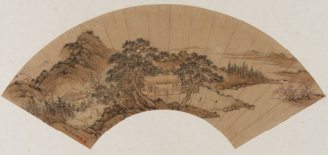 «Ученый читает в соломенной хижине». Дун Гао, XVIII в. Тушь и цвет на бумаге