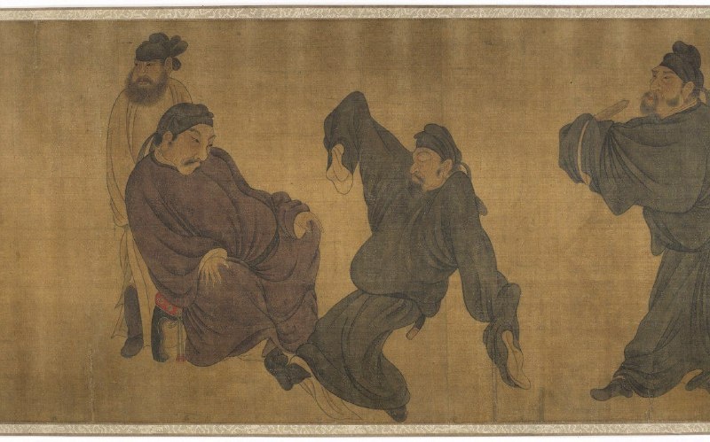 «Пьяные поэты». Неизвестный художник дин. Мин (1368 — 1644 гг.). Тушь и цвет на шёлке