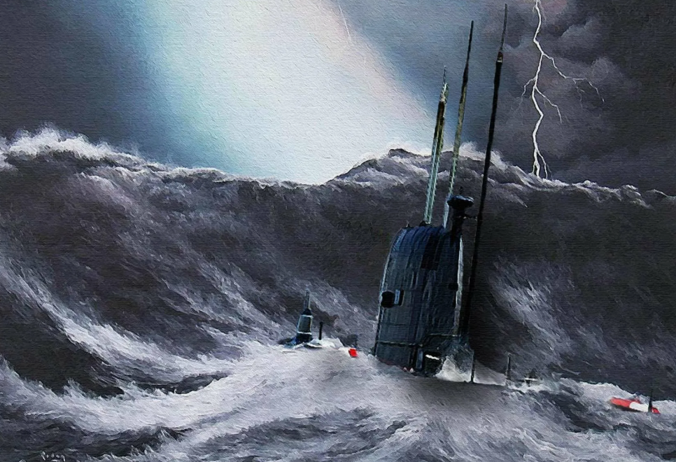 Эта картина как нельзя точно показывает тогдашнее положение Б-101 в море. Фото:  seomani.ru