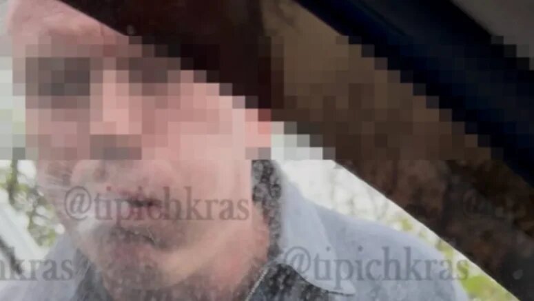    Участник дорожного конфликта. Скриншот видео: t.me/tipichkras
