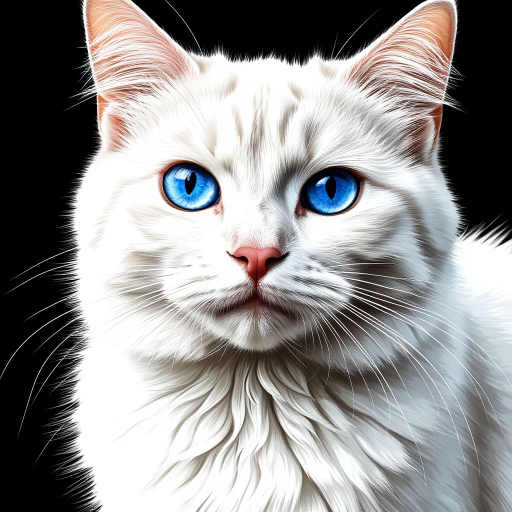 Белая кошка с голубыми глазами