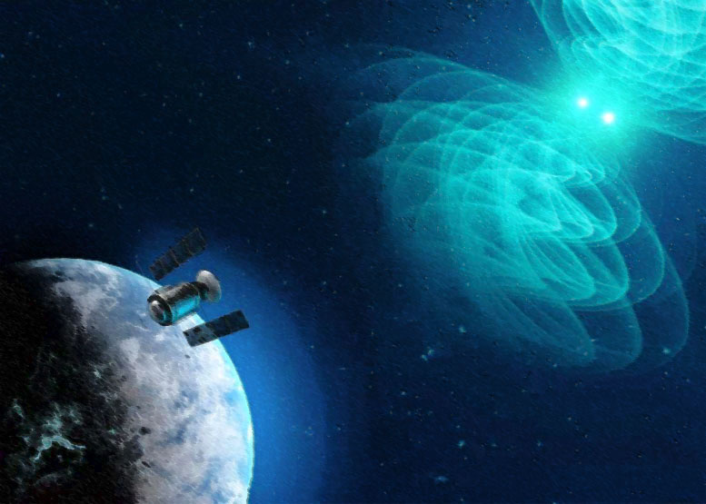 Слияние двух нейтронных звёзд, испускающих гравитационные волны и электромагнитное излучение. Обнаружение и анализ этих сигналов могут дать глубокое понимание происходящих процессов.