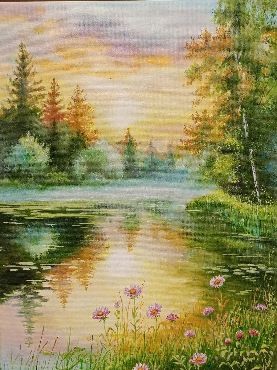 Холст масло 30х40 " Волшебный закат".