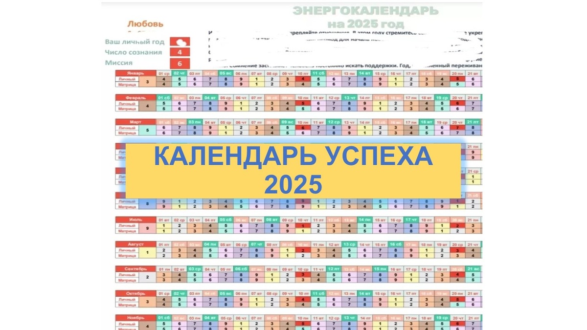 Календарь Успеха 2025 в ПДФ формате