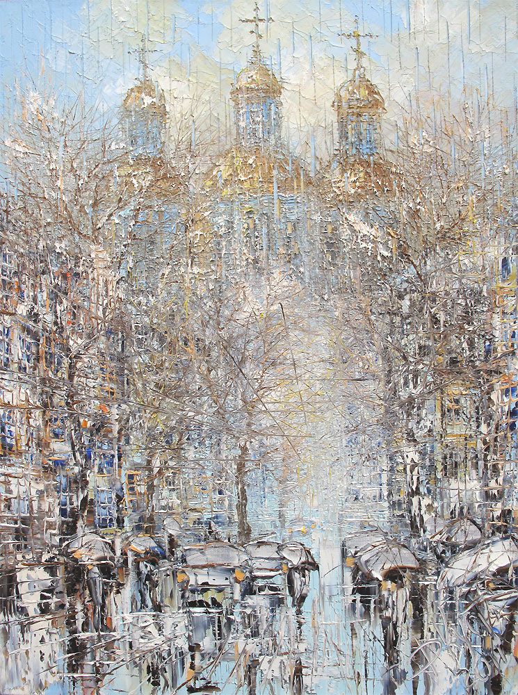 Художник Дмитрий Кустанович. Весна под собором, 80x60 см, холст, масло, 2011
