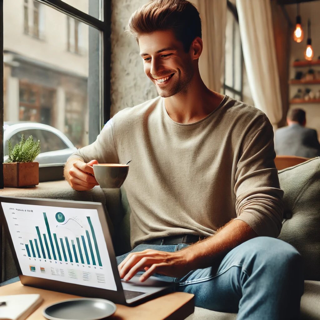 Предприниматель отдыхает после автоматизации отдела продаж с помощью ИИ