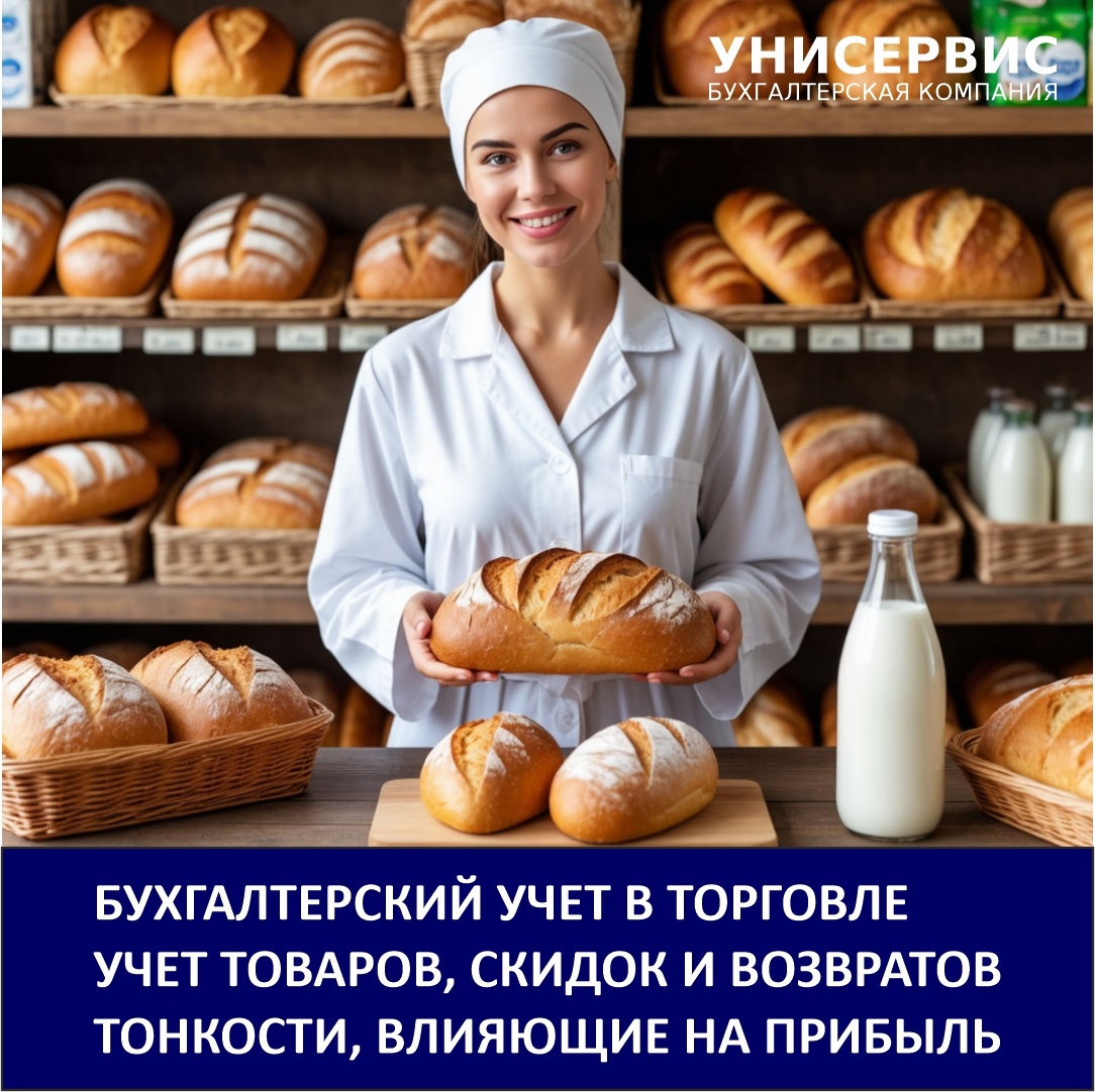 Бухгалтерский учёт в торговле. Бухгалтерская компания Унисервис-Консалтинг. Изображение создано с использованием ИИ.