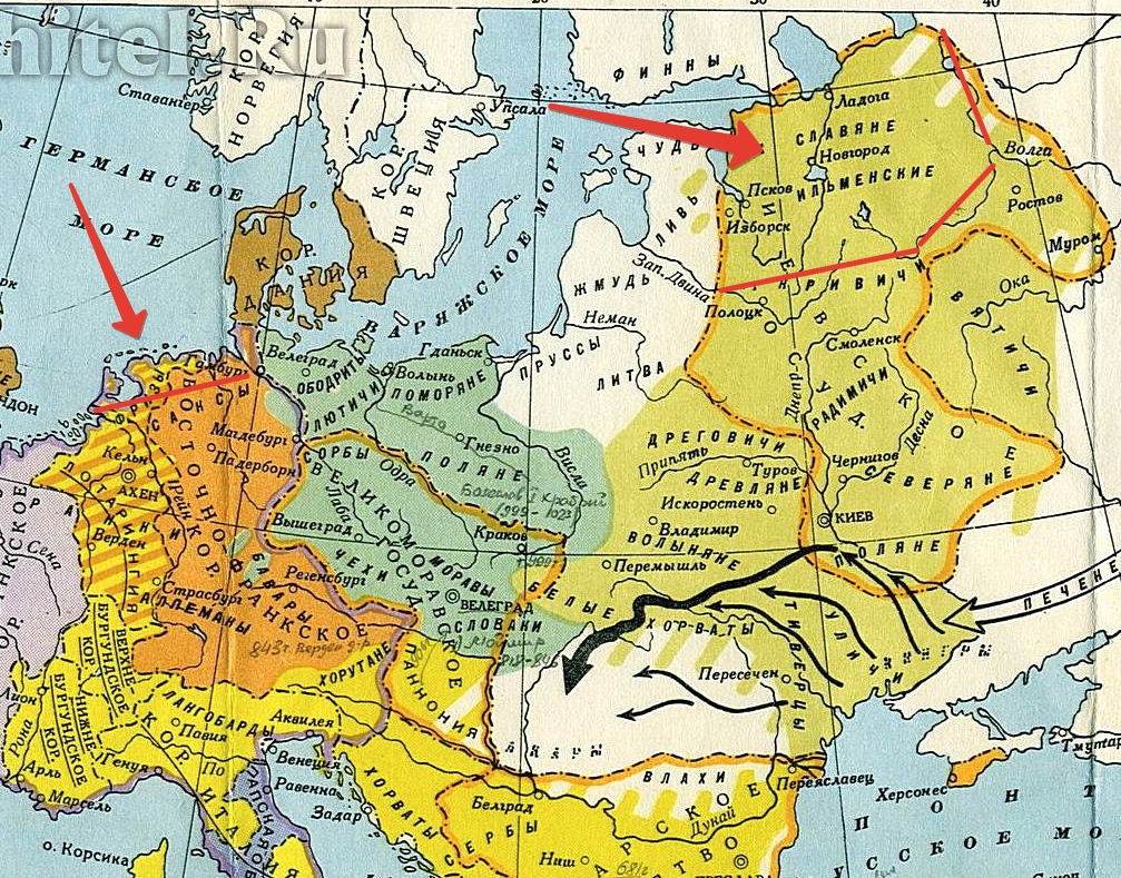 Владения дома Рюрика в 880-х годах в Европе и Руси