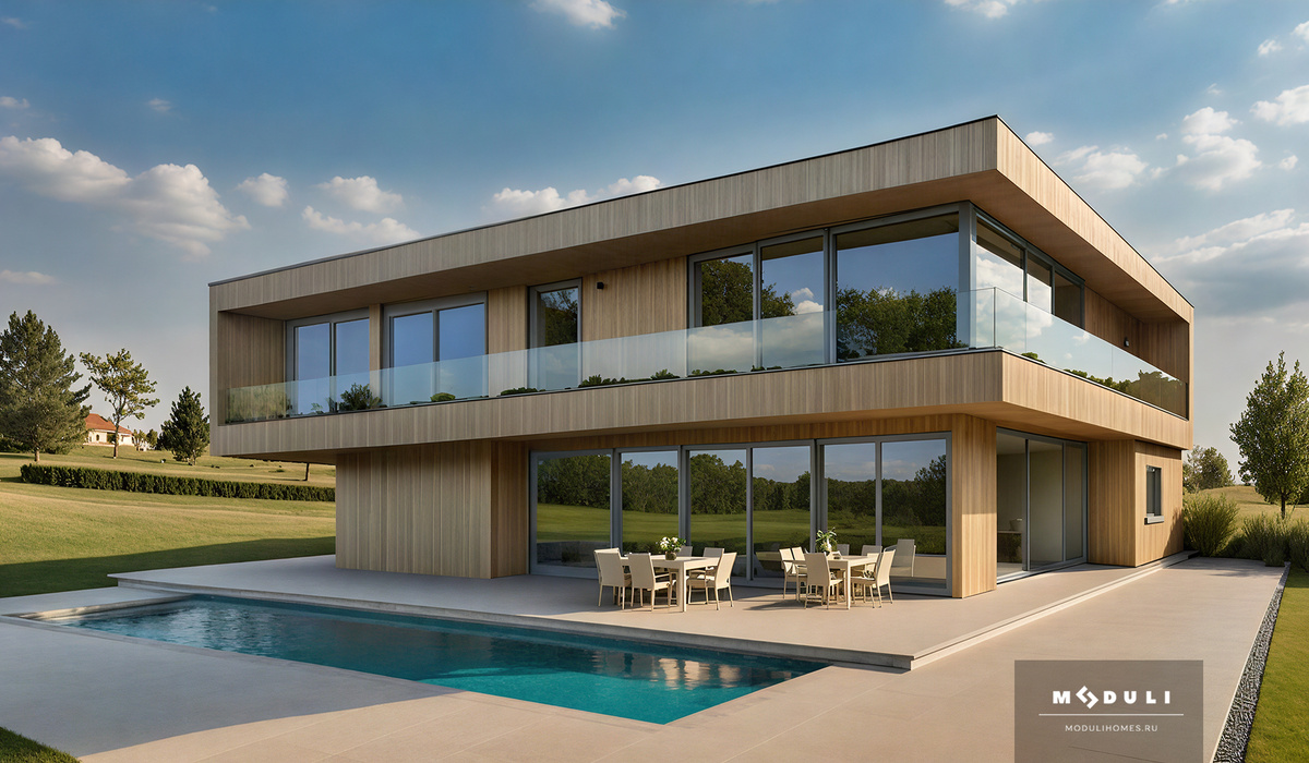 Дом модульный с фасадом из композитных панелей
