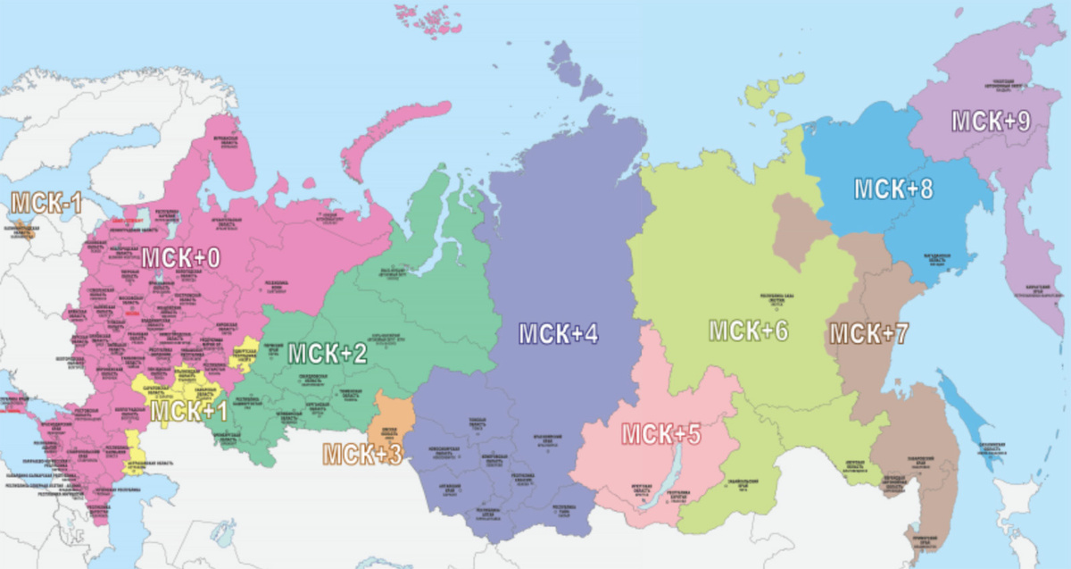 Geostudy.ru📷Карта часовых поясов РФ