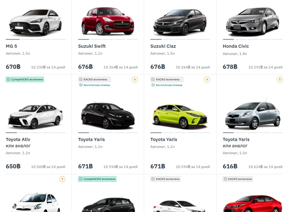 Авто проката для поездок на Пхукете с сайта Localrent