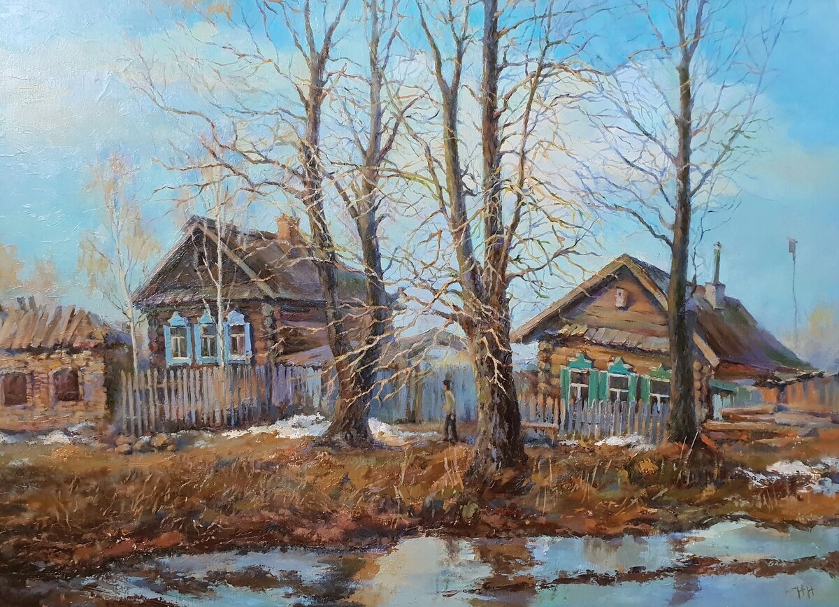 Весна. Деревня, х.м., 50*70, 2020
