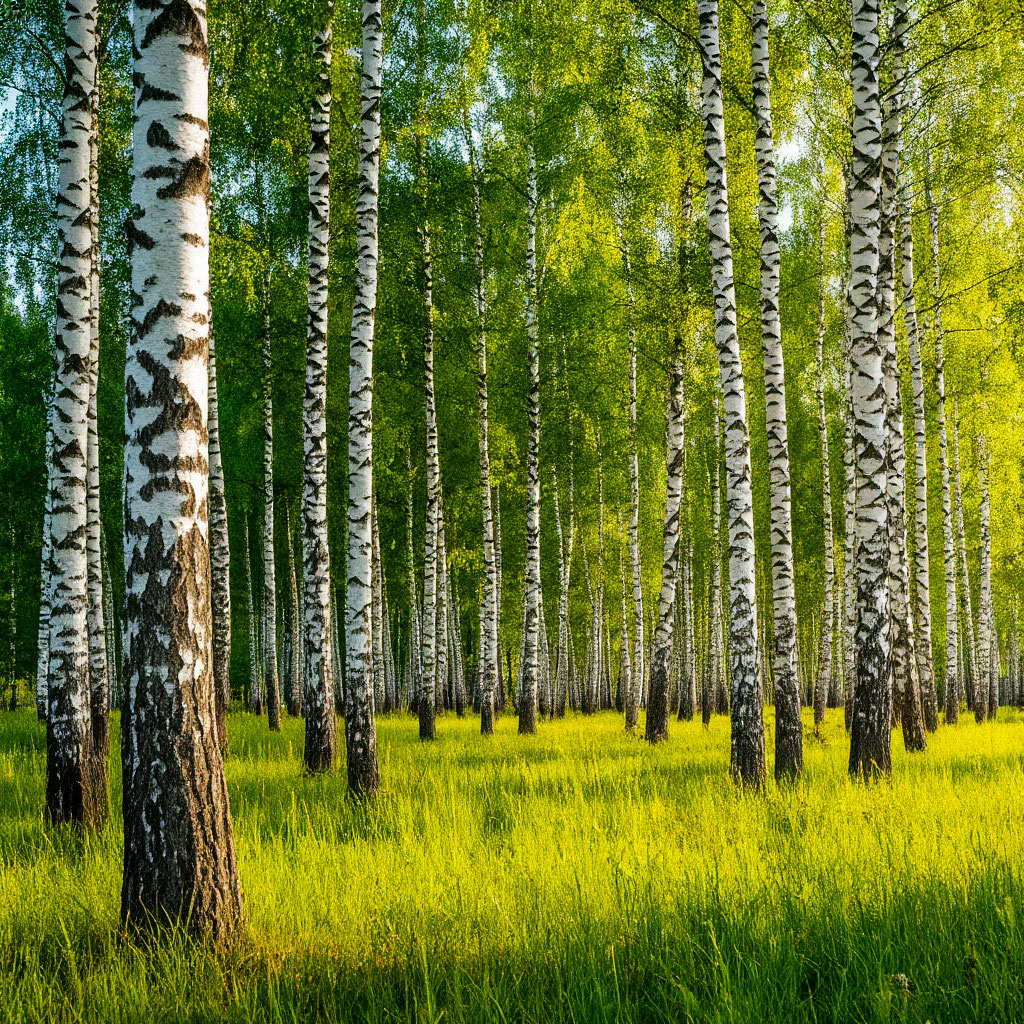 Березовая роща в солнечный день. Картинка создана автором в Шедеврум