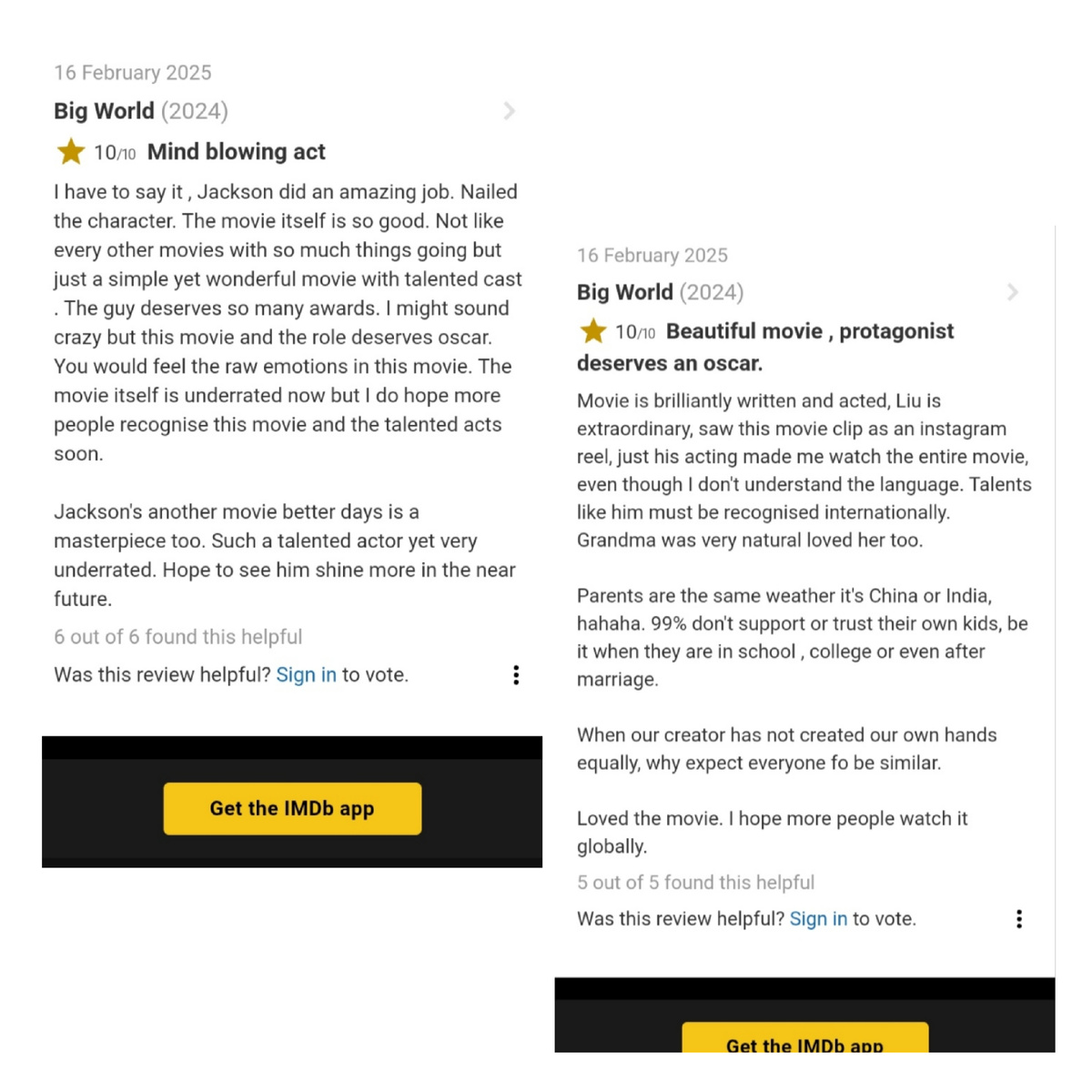 Комментарии в IMDb ( международном сайте по оценке фильмов)