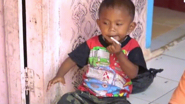 Индонезия. Малыш курит - мама счастлива! "Какой молодец!" https://www.dailymail.co.uk/news