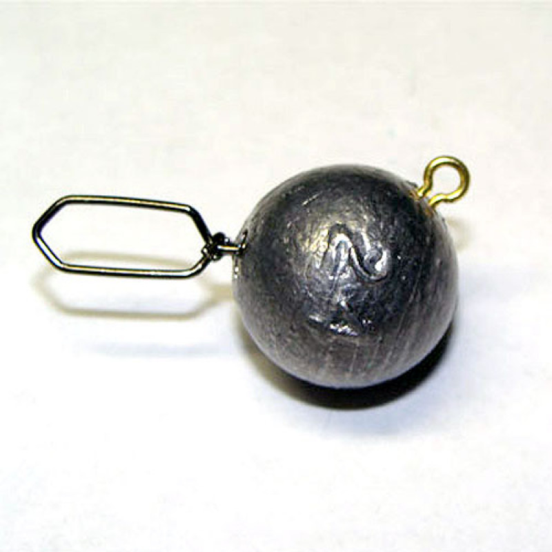 Неразборная чебураха со смещенным центром тяжести. Обычно неразборные чебурашки снабжают одним или несколькими заводными кольцами и через них монтируют крючок. Мое мнение - это лишний геморрой и повышение стоимости всей оснастки. 