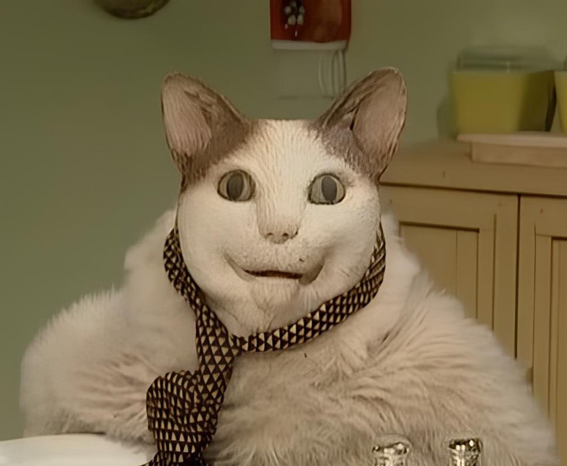 Жуткий кот, сложно не испугаться..