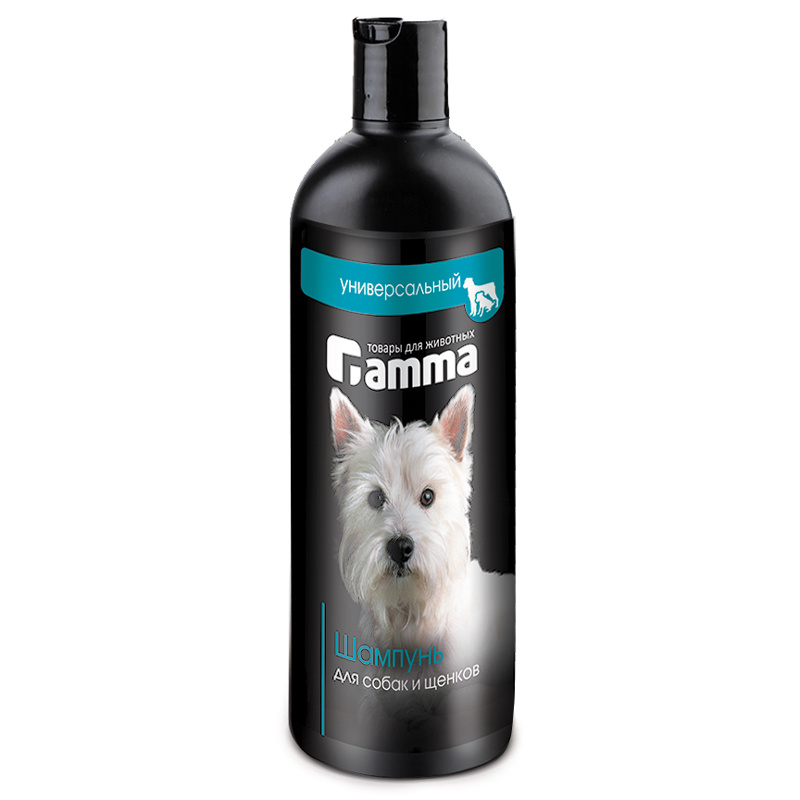 На фото – универсальный шампунь для собак и щенков от бренда Gamma