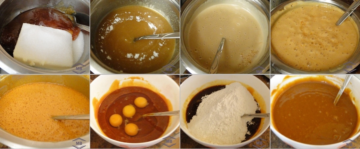 Процесс приготовлени теста для восхитительного торта