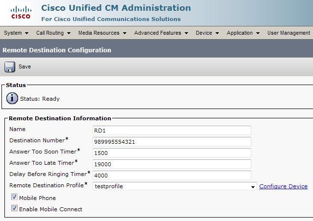 Cisco Unified CM Administration